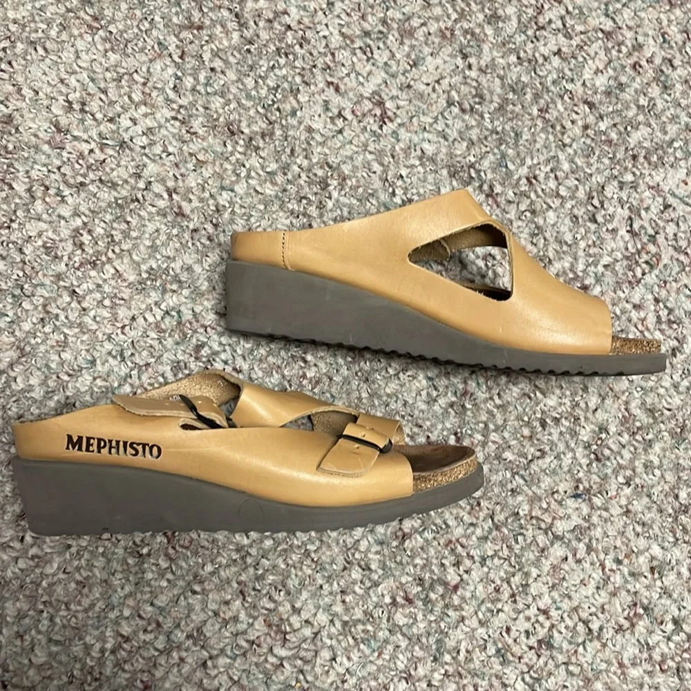 Mephisto leather cork wedge sandals - Picture 5 of 9